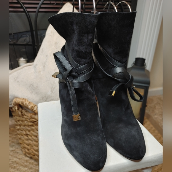 JIMMY CHOO Dalal Leather-Trimmed Supple Suede Ankle Boots EU 38.5 US 8.5 - Picture 3 of 16